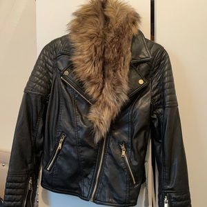 Faux leather moto jacket